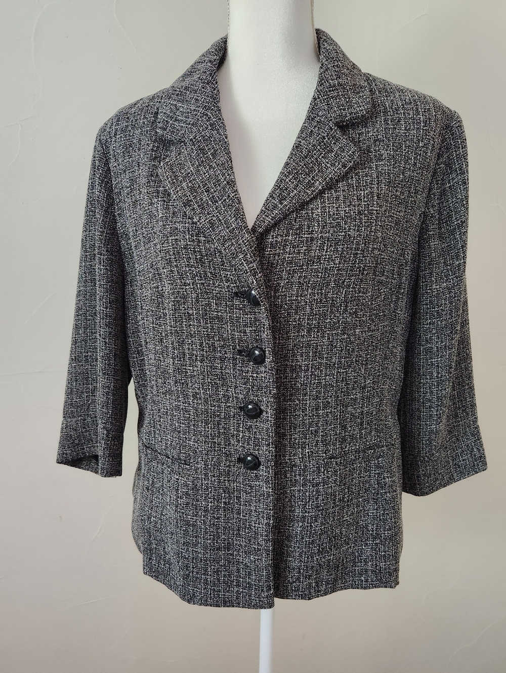 Cato Gray Tweed Buttoned Blazer with Waist Tie - Picture 4 of 8